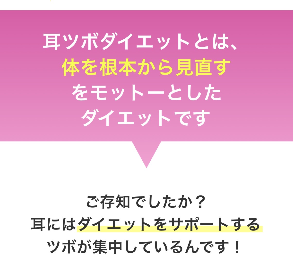 耳ツボダイエットとは、体を根本から見直すことをモットーとしたダイエットです